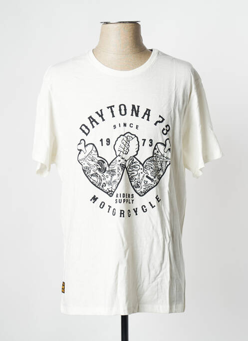 T-shirt blanc casse DAYTONA pour homme