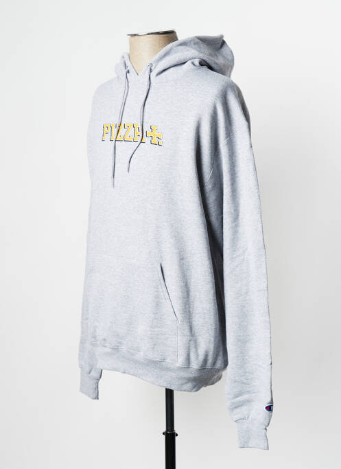 Sweat-shirt gris PIZZA SKATEBOARD pour homme