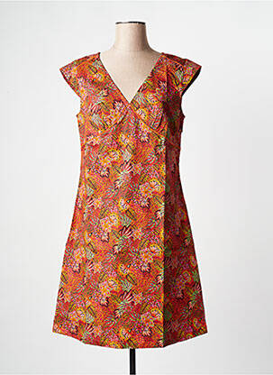 Robe courte manches courtes manches courtes orange LA FIANCEE DU MEKONG femme