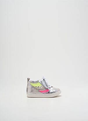 Bottillons fermeture zip et lacets bout rond argent SHOO POM fille