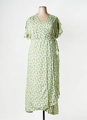 Robe longue manches courtes manches courtes vert LA FIANCEE DU MEKONG femme