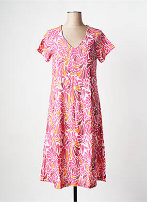 Robe longue manches courtes manches courtes rose LA FIANCEE DU MEKONG femme