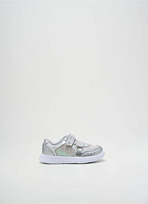 Baskets fermeture lacets bout rond argent CLARKS fille