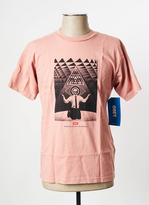 T-shirt rose OBEY pour homme