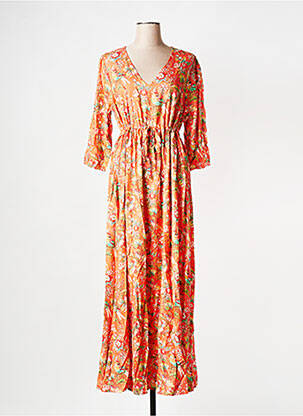 Robe longue manches longues manches longues orange LA FIANCEE DU MEKONG femme