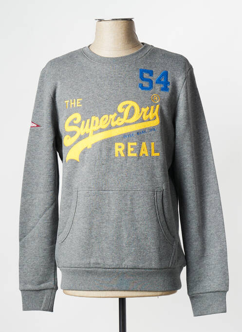 Sweat-shirt gris SUPERDRY pour homme