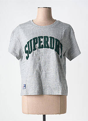 T-shirt gris SUPERDRY femme