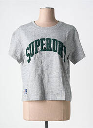 T-shirt gris SUPERDRY femme
