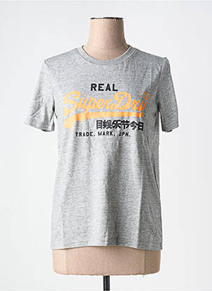 T-shirt gris SUPERDRY femme
