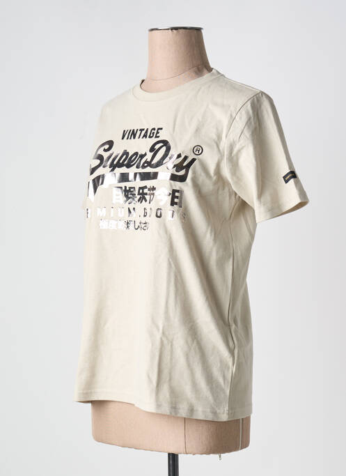 T-shirt beige SUPERDRY pour femme