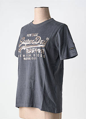T-shirt gris SUPERDRY femme