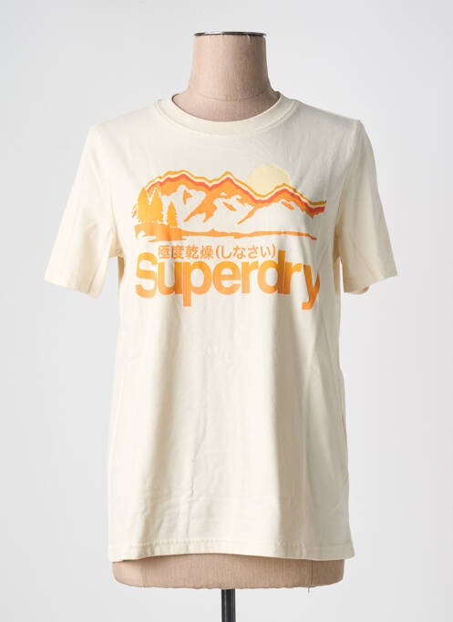 T-shirt beige SUPERDRY femme