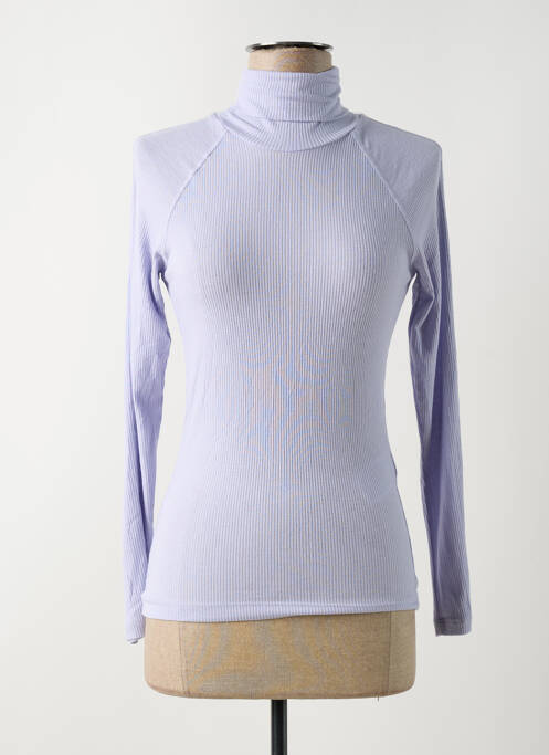 Pull col roulé violet ONLY pour femme