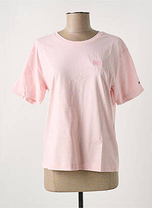 T-shirt col rond rose TOMMY HILFIGER femme