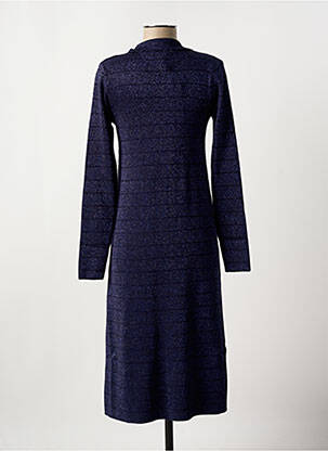 Robe mi-longue col v bleu OBJECT femme