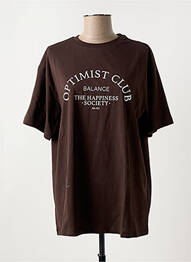 T-shirt col rond marron NA-KD femme
