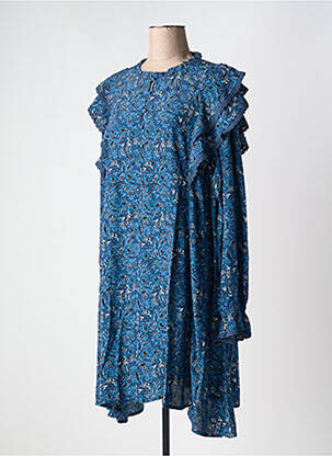 Robe courte col rond bleu ATELIER REVE femme