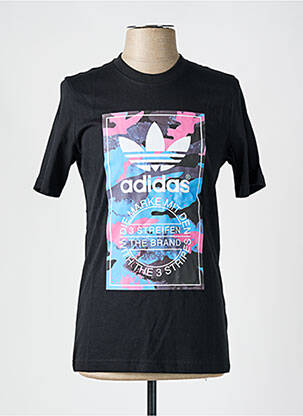 T-shirt col rond noir ADIDAS homme