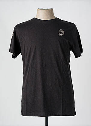 T-shirt col rond noir SCHOTT homme
