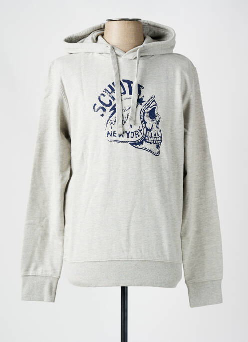Sweat-shirt à capuche gris SCHOTT pour homme