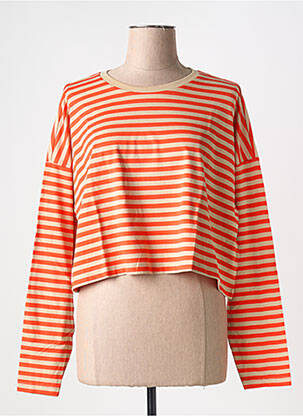 T-shirt col rond orange NOISY MAY femme