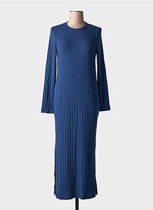 Robe mi-longue col rond bleu THINKING MU femme