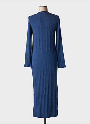 Robe mi-longue col rond bleu THINKING MU femme