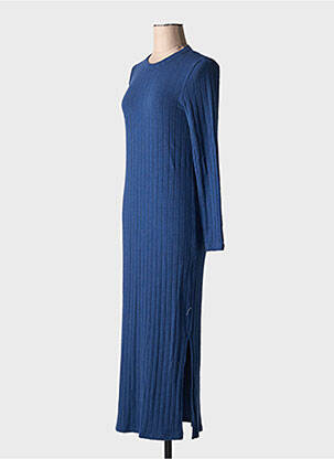 Robe mi-longue col rond bleu THINKING MU femme