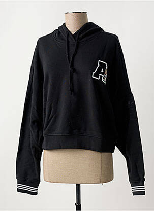 Sweat-shirt à capuche col rond noir ADIDAS femme
