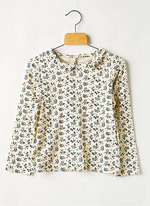 T-shirt col claudine blanc PETIT BATEAU fille