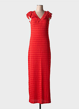 Robe longue col v rouge VILA femme
