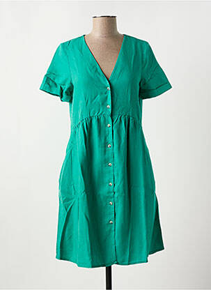 Robe courte col v vert PIECES femme