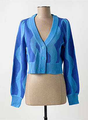 Gilet manches longues col v bleu NOISY MAY femme