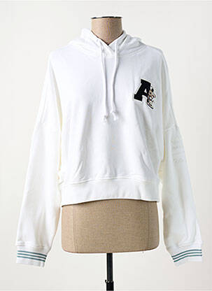 Sweat-shirt à capuche col rond blanc ADIDAS femme