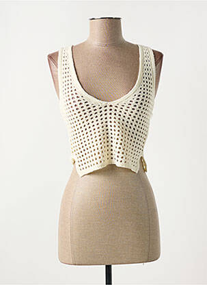 Pull col v beige NOISY MAY femme