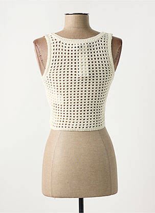 Pull col v beige NOISY MAY femme