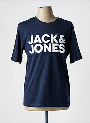 T-shirt col rond bleu JACK & JONES homme
