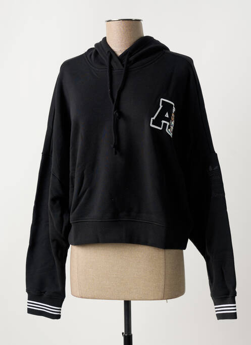 Sweat-shirt à capuche noir ADIDAS pour femme