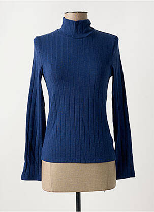 Pull col roulé bleu THINKING MU femme