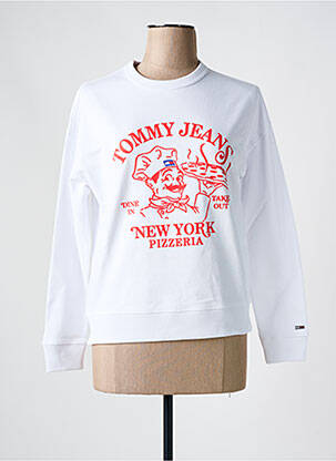 Sweat-shirt col rond blanc TOMMY HILFIGER femme
