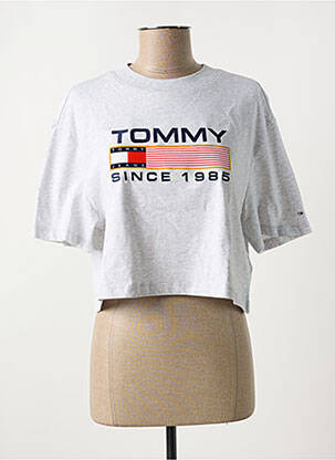 T-shirt col rond gris TOMMY HILFIGER femme