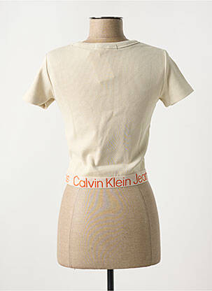 T-shirt col rond beige CALVIN KLEIN femme