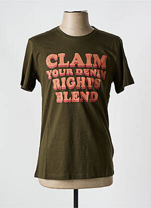 T-shirt col rond vert BLEND homme