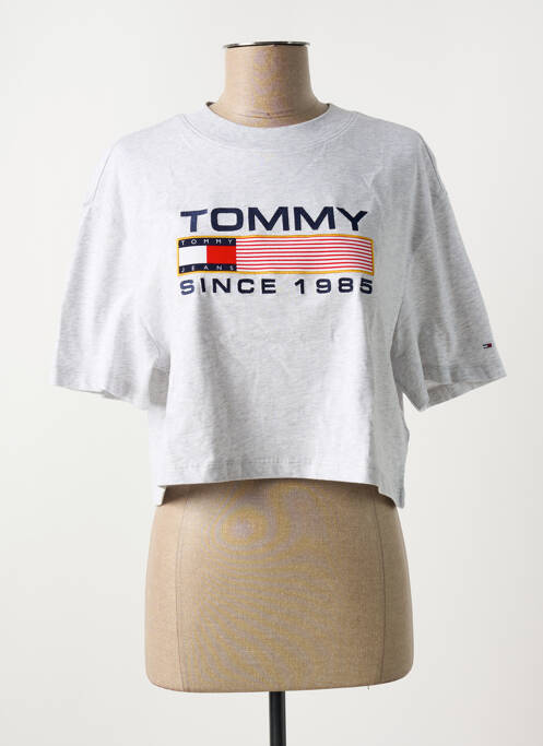 T-shirt gris TOMMY HILFIGER pour femme