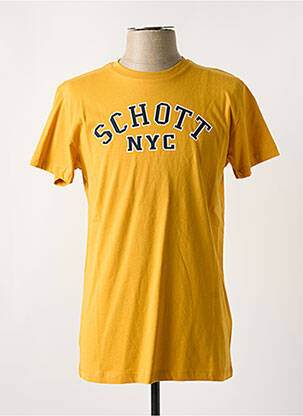T-shirt col rond jaune SCHOTT homme