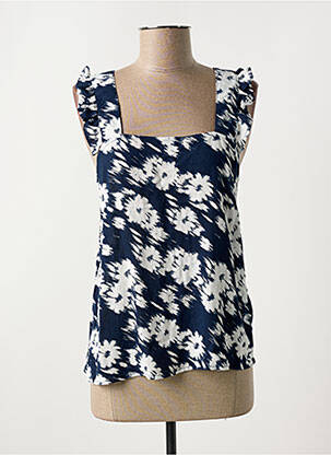 Débardeur col rond bleu ICHI femme