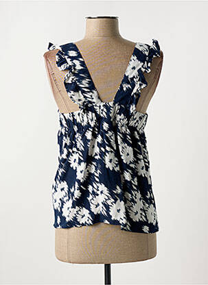 Débardeur col rond bleu ICHI femme
