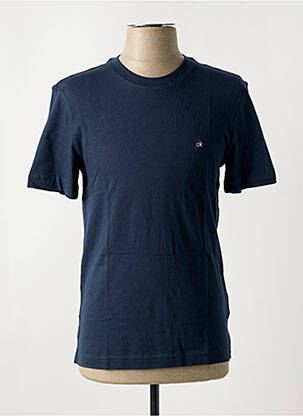 T-shirt col rond bleu CALVIN KLEIN homme