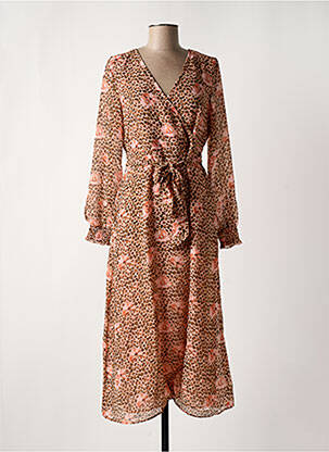 Robe mi-longue col v orange VERO MODA femme