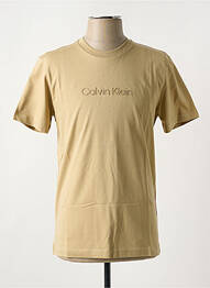 T-shirt col rond beige CALVIN KLEIN homme